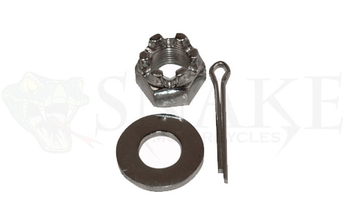 AXLE CASTELLATE NUT, WASHER & SPLIT PIN